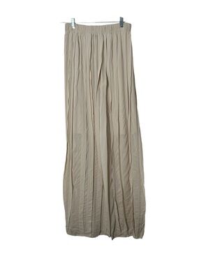 Brunello Cucinelli Silk Blend Skirt Womens 4 Beige Pleated Open Maxi Italy READ
